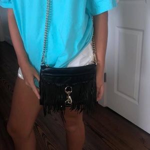 Black fringe Rebecca Minkoff mini Mac